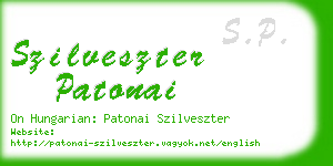 szilveszter patonai business card